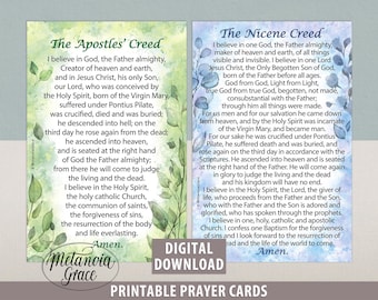 Nicene Creed, Apostles Creed, Printable Creed Prayer Cards, I Believe in God, Creeds Prayers Cards, Credo Printout, Digital Download, pdf