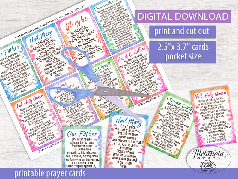 Popular Catholic Prayers, Traditional Prayer Cards, Printable Common ...