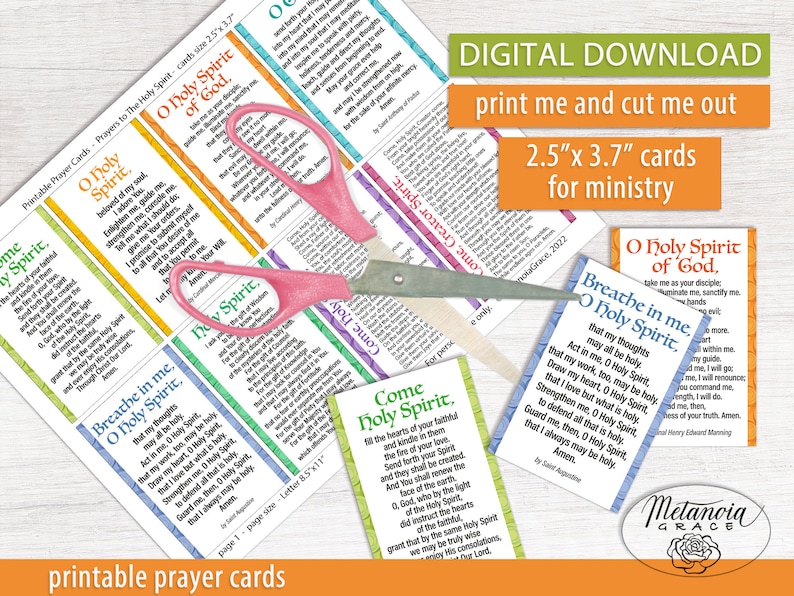 Holy Spirit Prayer Cards, Catholic Prayer Cards Printable Set, Come ...