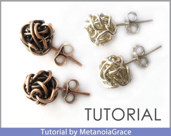 Draht Ohrringe Tutorial, Wire Wrapping Tutorial, Draht Knoten, Geknüpfter Draht, Ohrstecker, Ohrstecker, Lange Ohrringe, Anhänger Tutorial, pdf