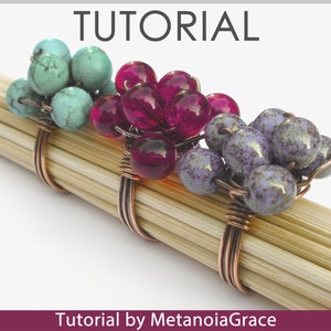 Drahtring Anleitung, Anleitung für Perlenschmuck, Cluster Ring Anleitung, Handgemachte Ring Anleitung, Cocktail Ring, Draht Ring Muster Bild 3