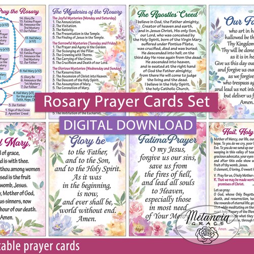 Catholic Kids Prayer Cards Printable Common Catholic Etsy