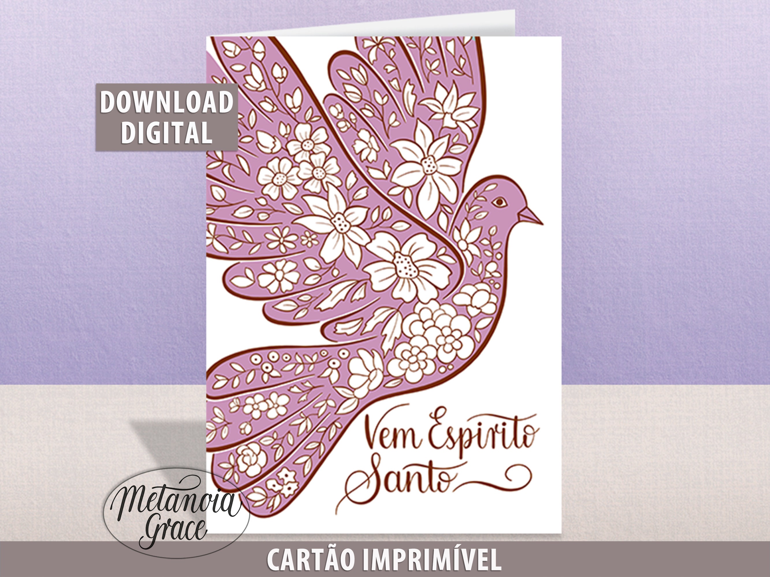 Vem Espirito Santo, Printable Note Card in Portuguese, Confirmation ...