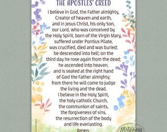 Printable Creed Prayer Card, Apostles Creed, I Believe in God, Credo Printout, Faith Card, Print at home prayer card, Digital Download, pdf