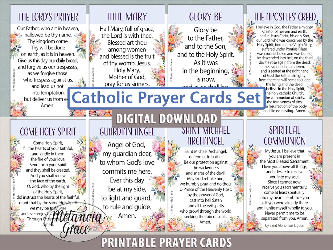 Popular Catholic Prayers, Printable Prayer Cards, the Lord's Prayer ...