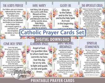 Popular Catholic Prayers, Printable Prayer Cards, The Lord's Prayer, Hail Mary, Apostles' Creed, Guardian Angel, Digital Download pdf file