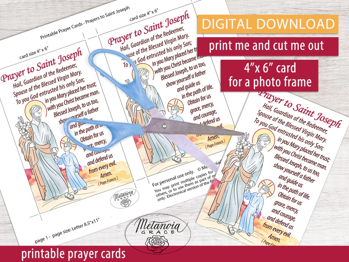 Saint Joseph Prayer Card Printable Prayer Card Pope Francis Etsy UK