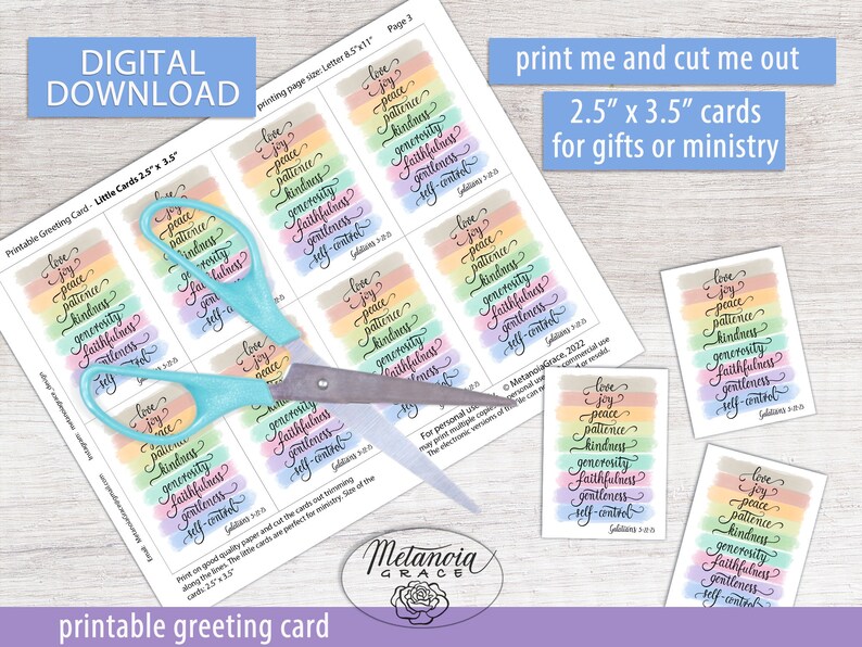 Fruits of the Spirit Printable Card Galatians 5: 22-23 - Etsy