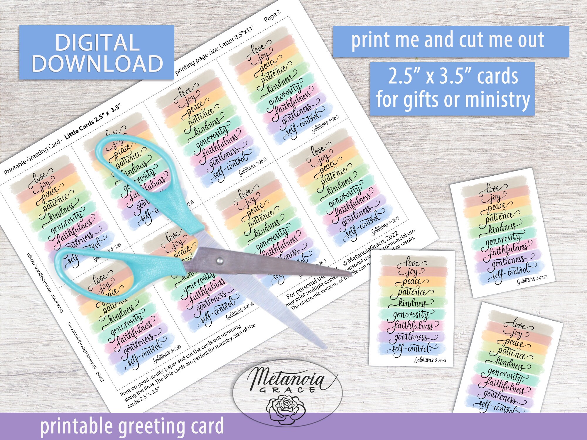 Fruits of the Spirit Printable Card Galatians 5: 22-23 - Etsy UK