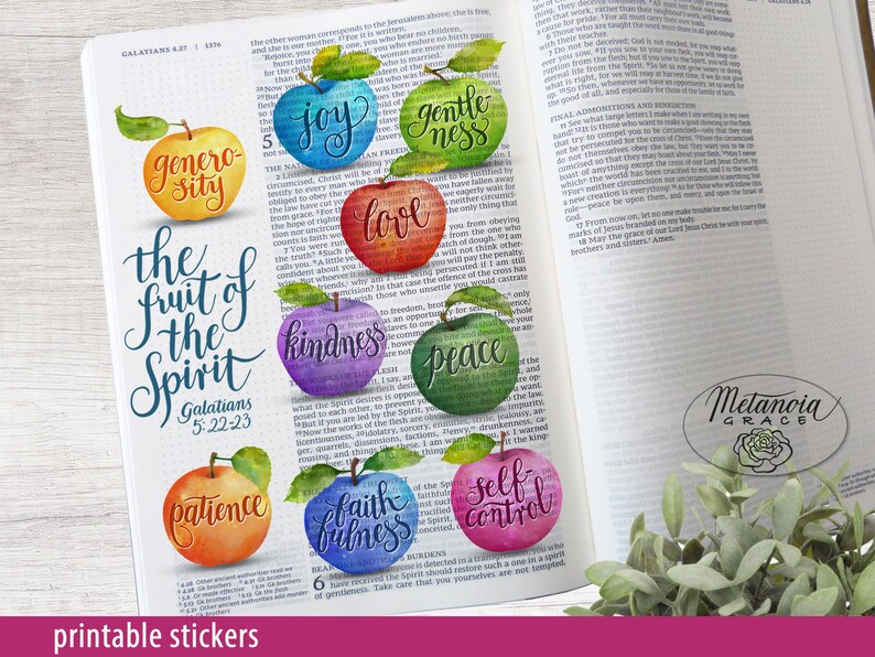 Bible Journaling Stickers Fruits of the Holy Spirit | Etsy UK