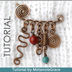 Wire Wrapping Shawl Pin Tutorial, Spiral Pin Brooch Tutorial, Scarf Pin Tutorial, Spiral Brooch, Kilt Pin Brooch, Safety Pin Tutorial, pdf