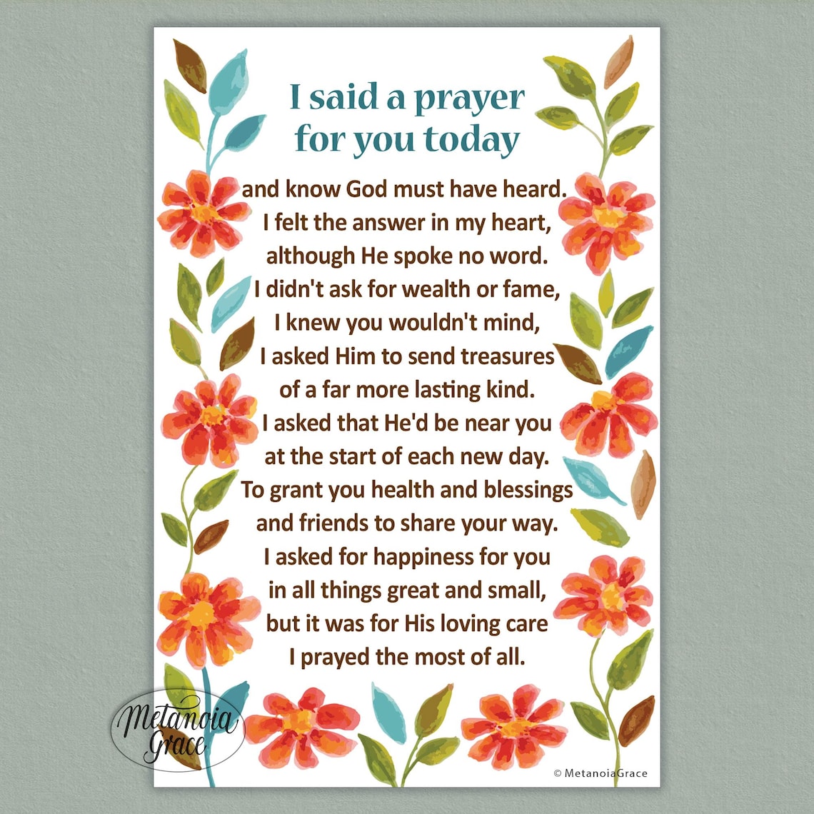 I Said a Prayer for You Today, Printable Prayer Card for a Friend, I ...
