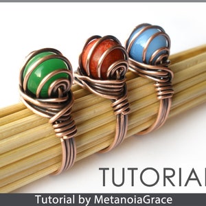 Wire Ring Tutorial, Wire Jewelry Pattern, Beading Ring Tutorial, Wire Wrapping Tutorial, Ring With Stone, Ring Making Instructions image 2