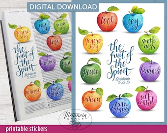 Bible Journaling Stickers, Fruits of The Holy Spirit, Printable Stickers, Holy Spirit Sticker, Holy Ghost Stickers, Gifts of the Holy Spirit