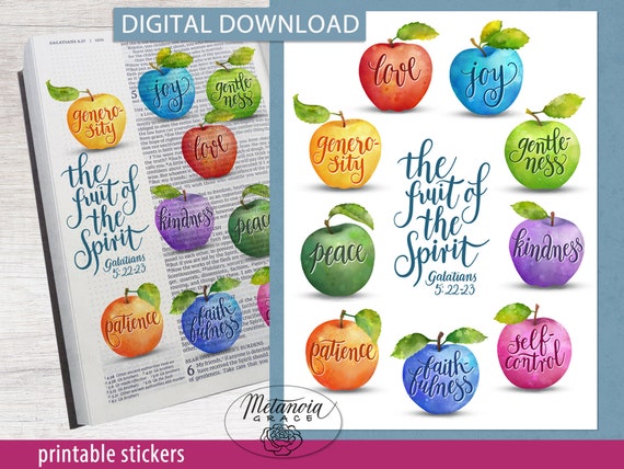 Bible Journaling Stickers, Fruits of the Holy Spirit, Printable Stickers,  Holy Spirit Sticker, Holy Ghost Stickers, Gifts of the Holy Spirit 