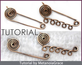 Spiral Sicherheitsnadel Tutorial, Wire Schmuck Tutorial, Kilt Pin Brosche Tutorial, Schal Pin Tutorial, Schal Pin Muster, Wire Wrapping Tutorial