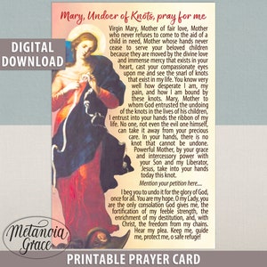 Mary Undoer of Knots Printable Mary Untier of Knots Prayer Card Our Mary Undoer of Knots Printable Mary Untier of Knots Prayer Card Our