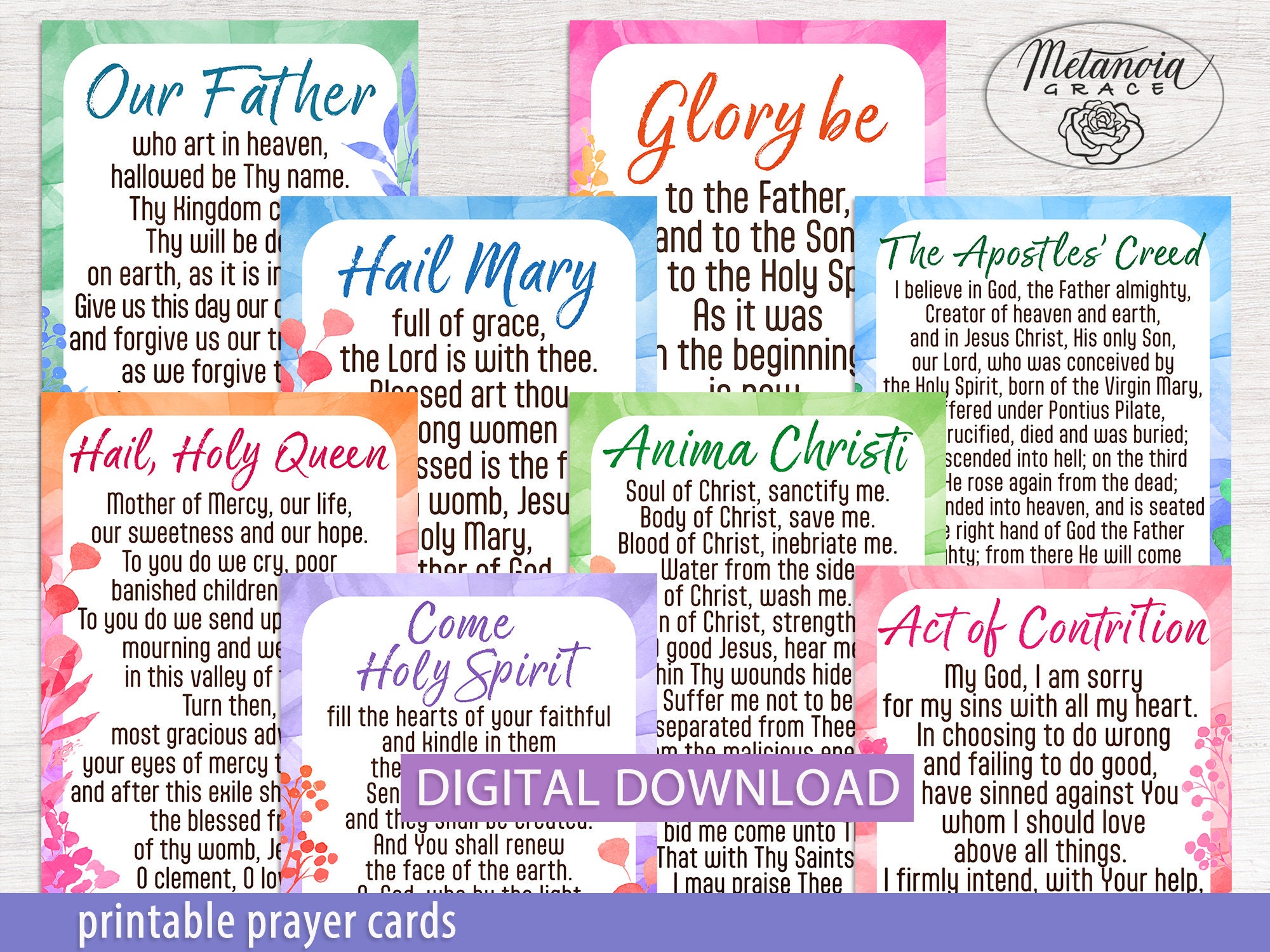 Popular Catholic Prayers, Traditional Prayer Cards, Printable Common ...