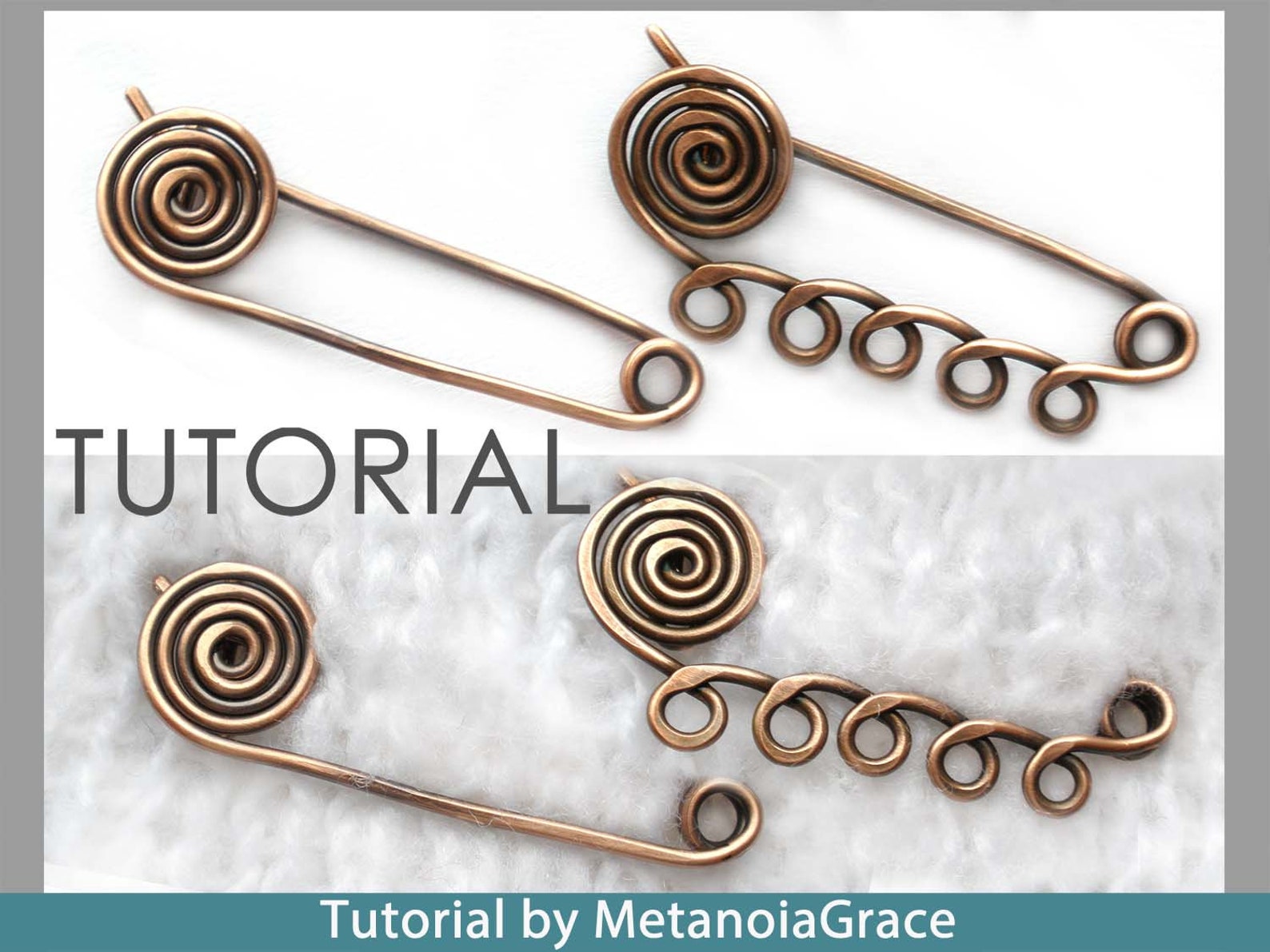 Wire Wrapping Shawl Pin Tutorial, Spiral Pin Brooch Tutorial, Scarf Pin