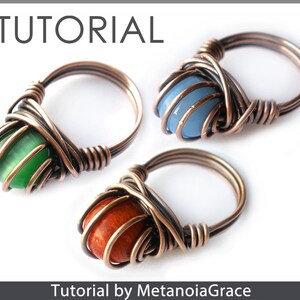 Wire Ring Tutorial, Wire Jewelry Pattern, Beading Ring Tutorial, Wire Wrapping Tutorial, Ring With Stone, Ring Making Instructions image 3