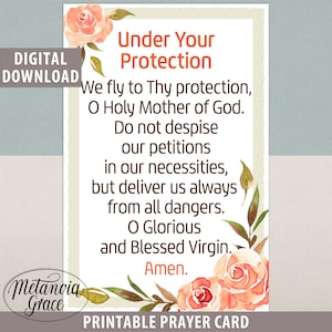 Voliamo alla tua protezione, Carta di preghiera stampabile sotto la tua protezione, Sub Tuum Praesidium, Santa Maria Madre di Dio, Download digitale pdf