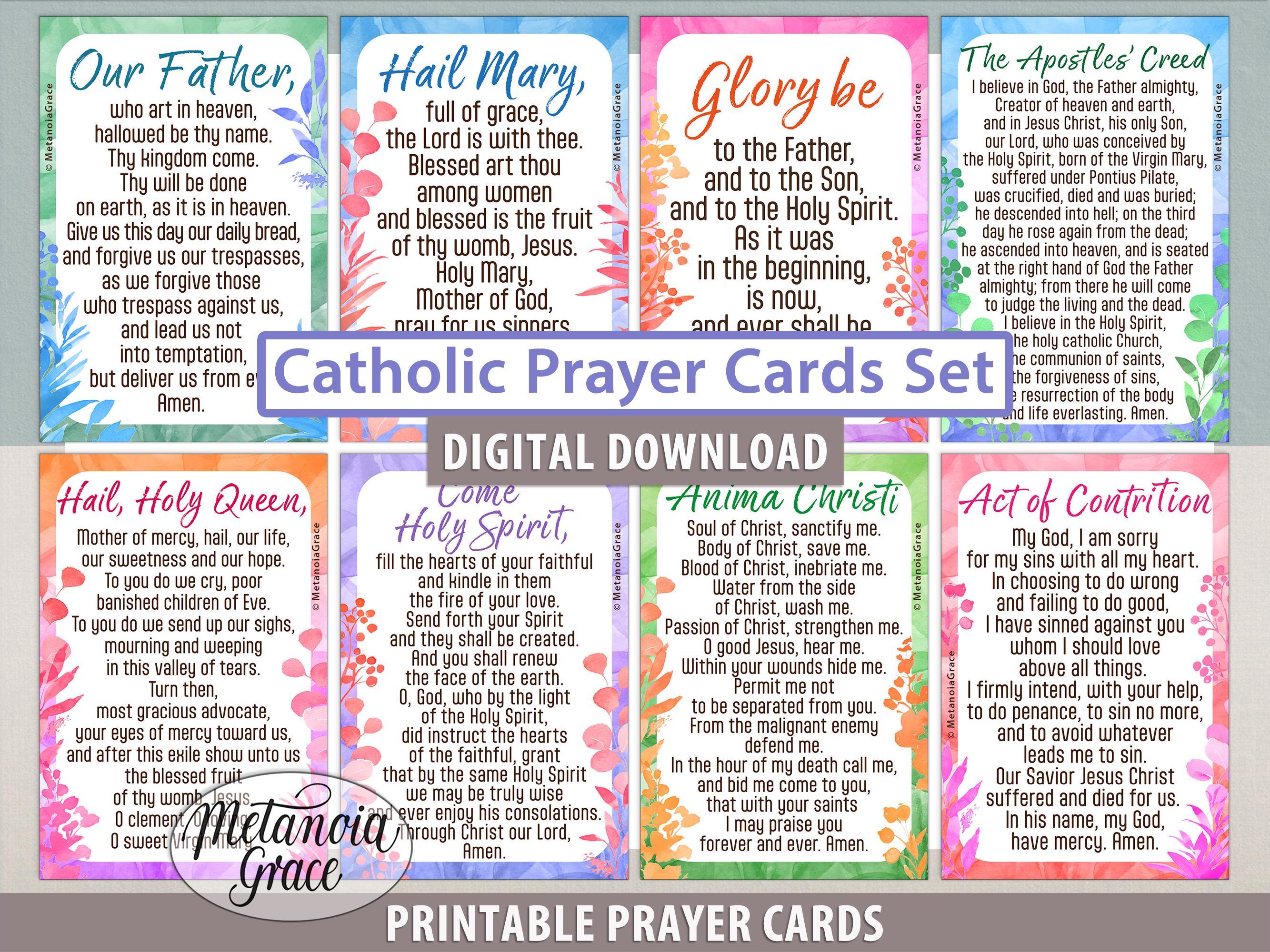 Popular Catholic Prayers Bundle, 16 Printable Prayer Cards, Daily ...