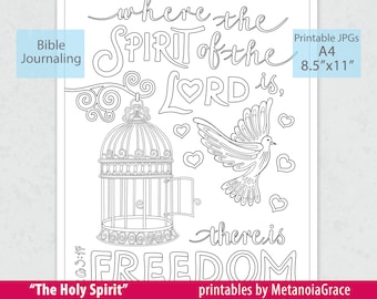 Bible Journaling coloring template, freedom color your own journaling, self coloring bible verse, bible journaling traceable coloring, jpg