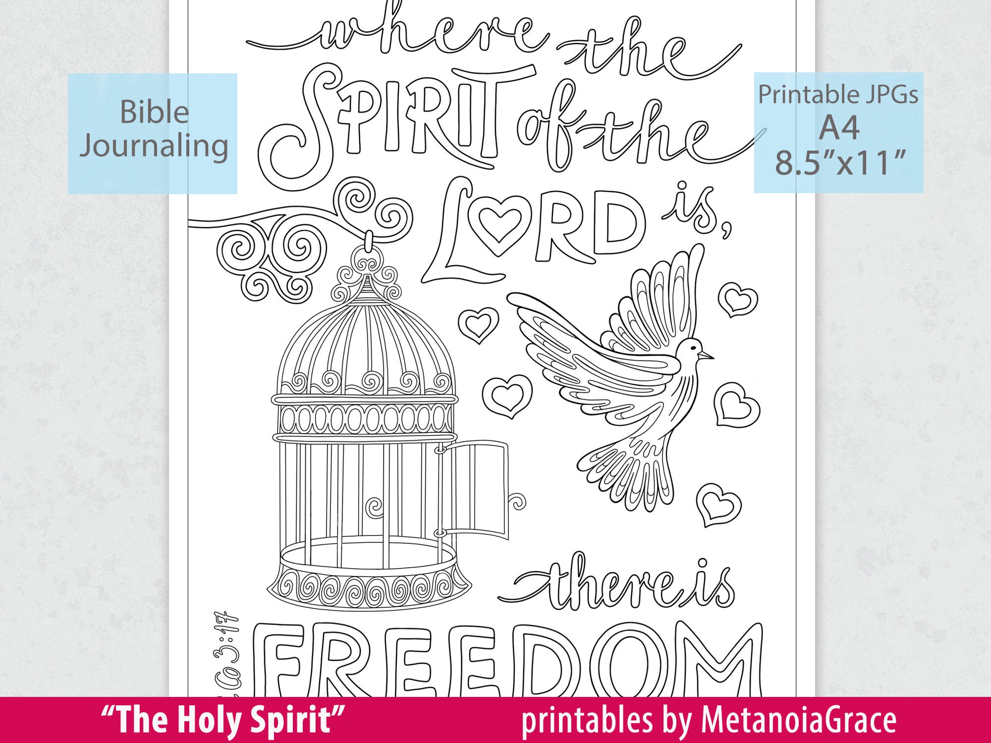Bible Journaling Coloring Template, Freedom Color Your Own Journaling ...