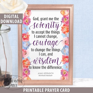 God Grant Me the Serenity, Printable Serenity Prayer Card, Serenity ...