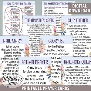Printable Catholic Rosary Prayer Cards Set, How to Pray the Rosary ...