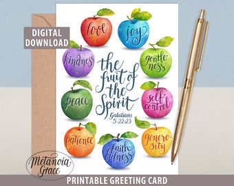 Fruits of The Spirit Note Card, Printable Confirmation Card, Holy Spirit Bible Journaling, Holy Ghost Note Card, Digital Download, pdf file