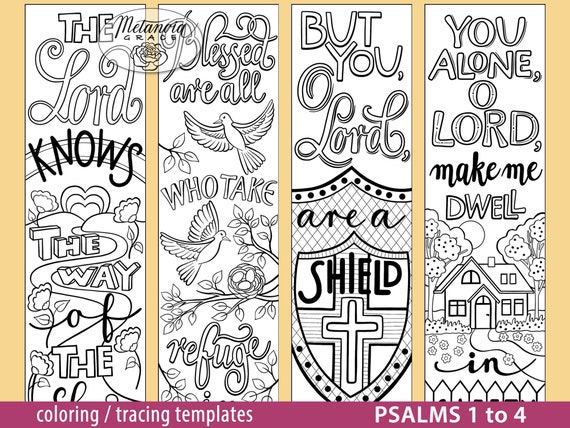 Psalms Coloring Bible Journaling Templates Traceable Bible | Etsy