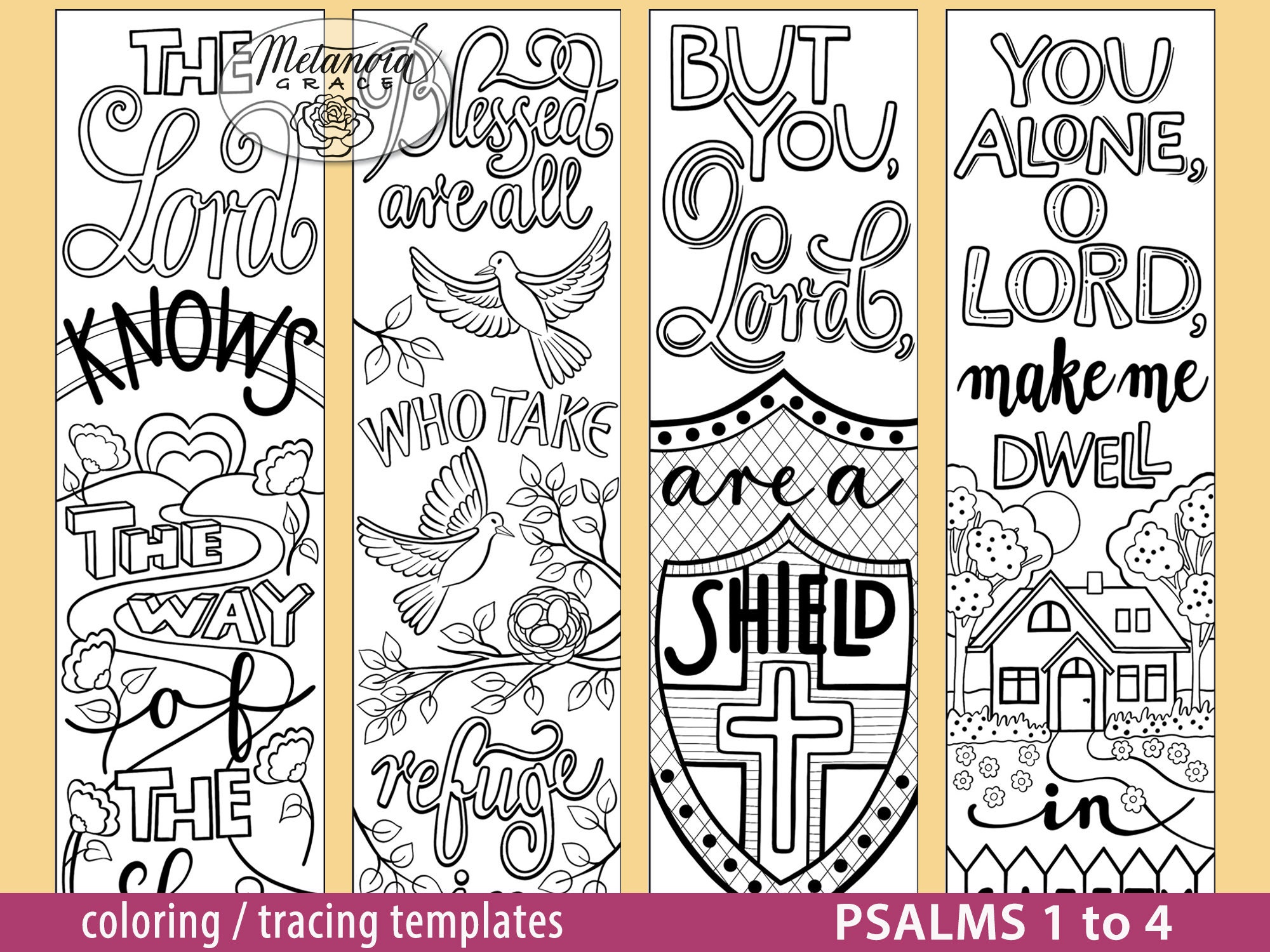 psalms-coloring-bible-journaling-templates-traceable-bible-margin-strips-printable-coloring-bookmarks-digital-download-pdf-file-etsy