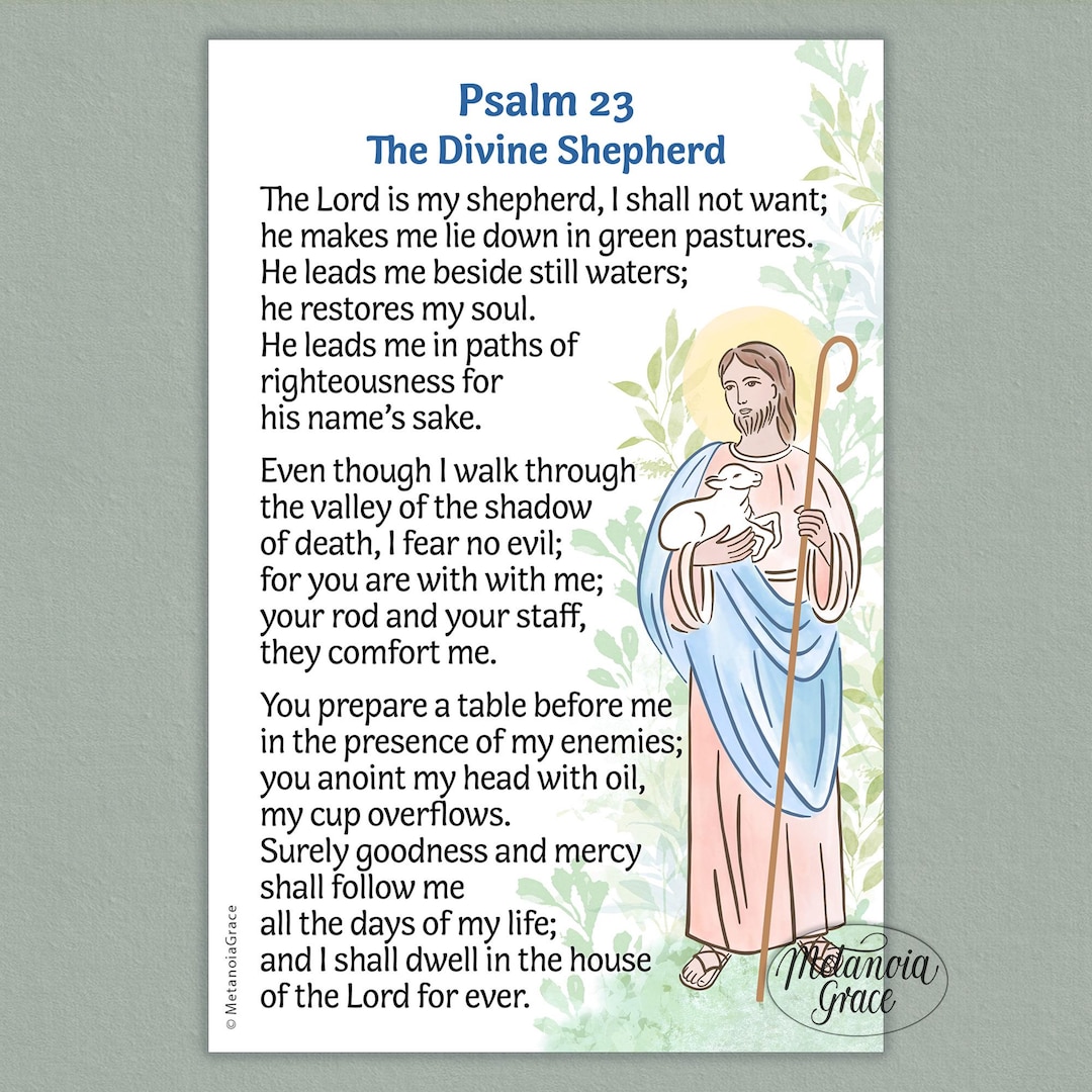 Psalm 23, Printable Prayer Card, the Lord is My Shepherd Card, Psalm 23 ...