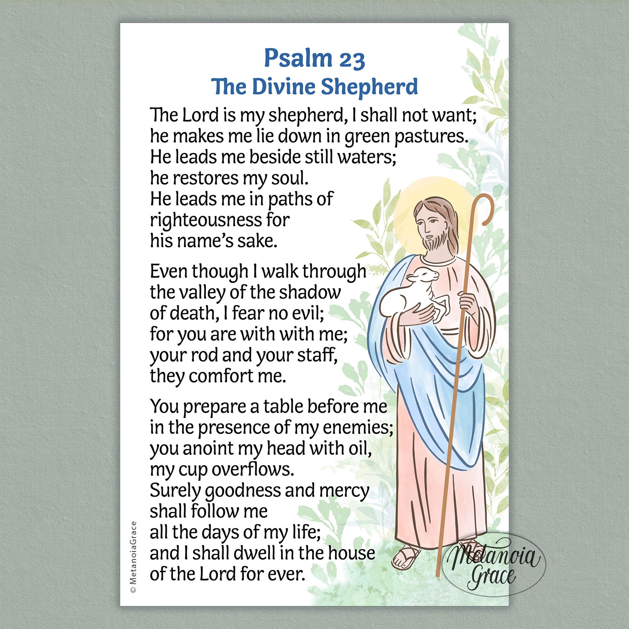 Psalm 23, Printable Prayer Card, the Lord is My Shepherd Card, Psalm 23 ...