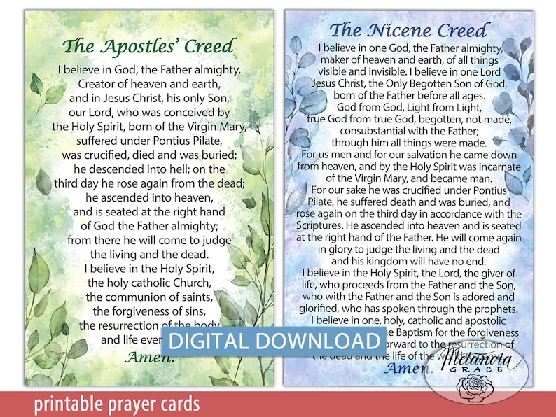 Nicene creed apostles creed i believe in god prayer creed etsy uk