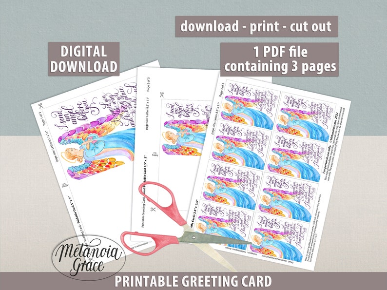 Printable Guardian Angel Note Card, Bible Quote Card, Angel of God Card ...