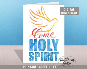 Confirmation Card, Come Holy Spirit Printable Card, On Your Confirmation, Holy Ghost Card, Pentecost Card, digital download, pdf file