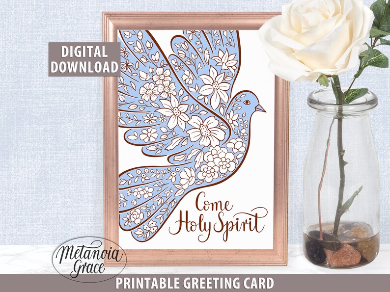 Come Holy Spirit Note Card, Printable Confirmation Card, Pentecost Note ...