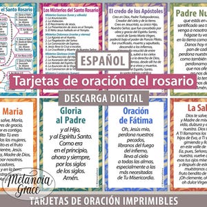 Spanish Rosary Guide, Printable Cards, How to pray the Rosary, Tarjetas de Oración del Rosario, Mysteries of the Rosary, Digital Download
