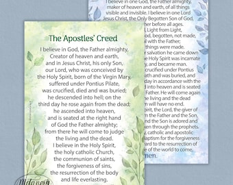 Nicene Creed, Apostles Creed, Printable Creed Prayer Cards, I Believe in God, Creeds Prayers Cards, Credo Printout, Digital Download, pdf