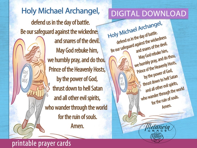 Holy Michael Archangel Prayer Card Archangel Michael Prayer | Etsy