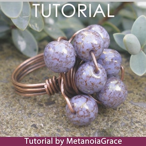Drahtring Anleitung, Anleitung für Perlenschmuck, Cluster Ring Anleitung, Handgemachte Ring Anleitung, Cocktail Ring, Draht Ring Muster Bild 5