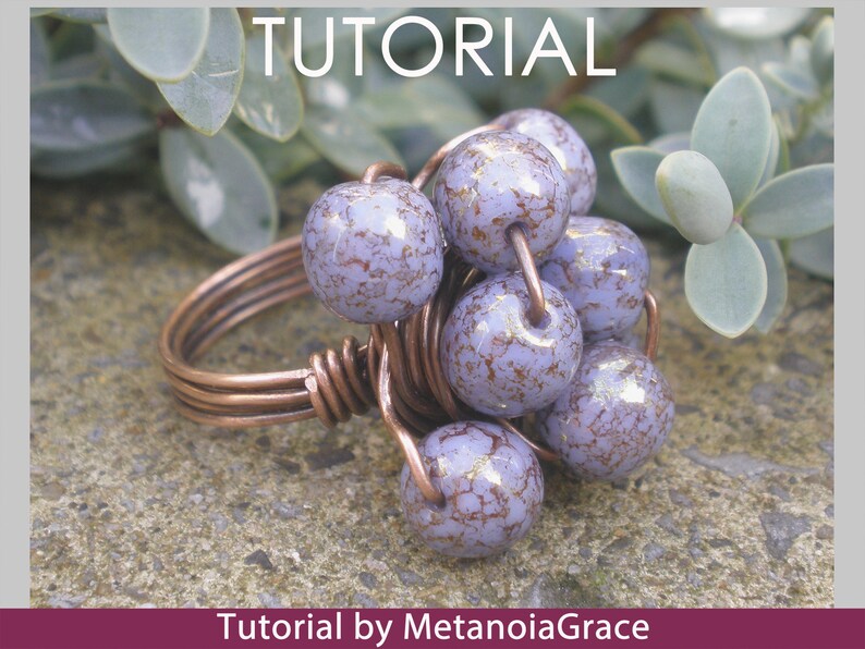 Drahtring Anleitung, Anleitung für Perlenschmuck, Cluster Ring Anleitung, Handgemachte Ring Anleitung, Cocktail Ring, Draht Ring Muster Bild 5