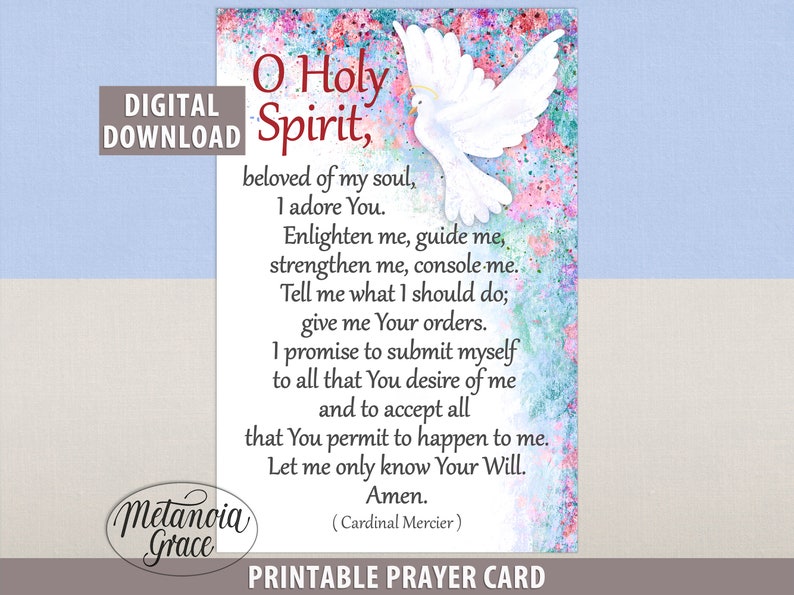 Carte de prière imprimable du cardinal Mercier Ô SaintEsprit Etsy France