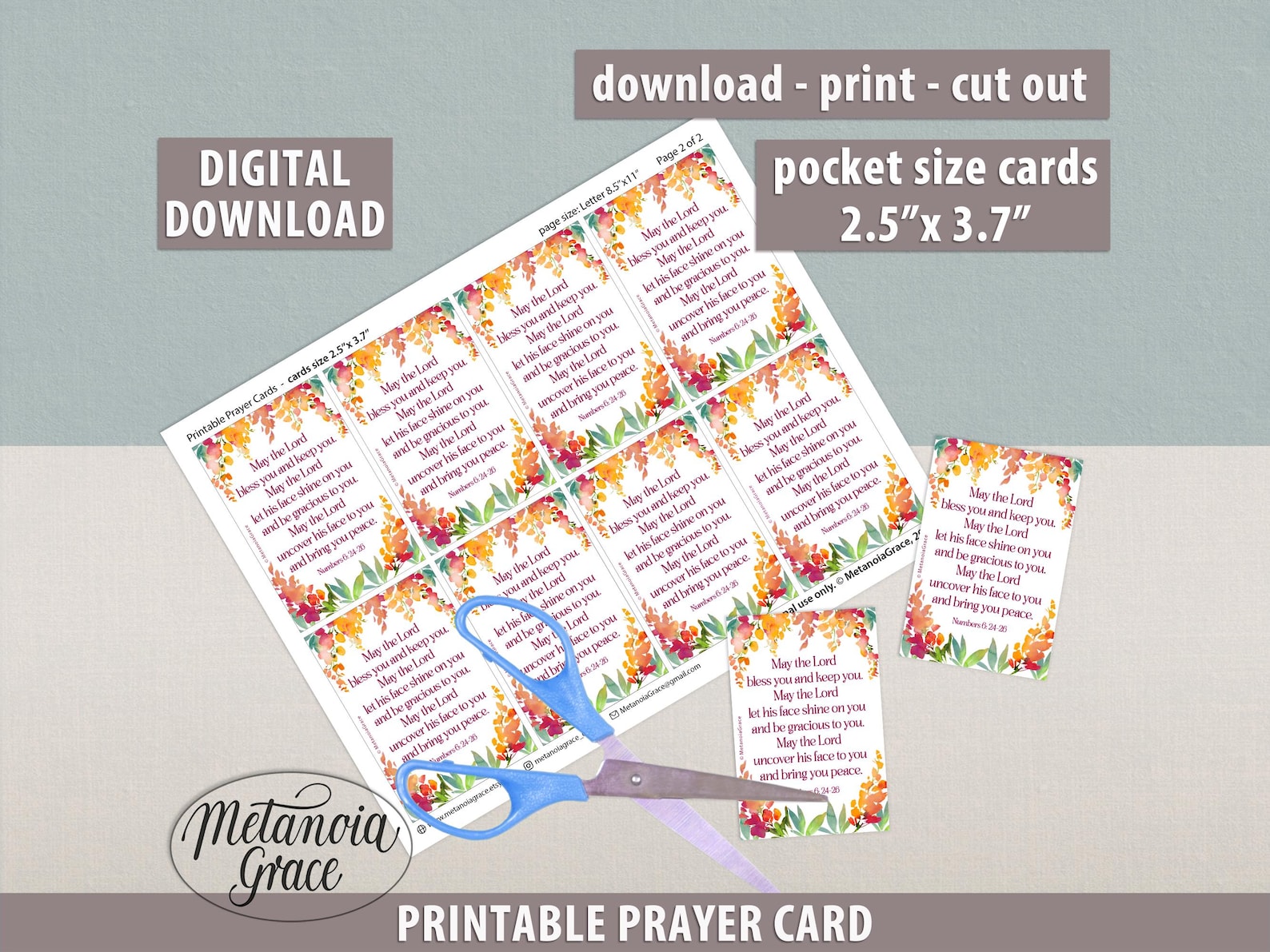 May the Lord Bless You and Keep You, Printable Blessing Prayer Card ...