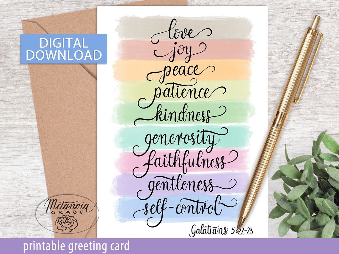 Fruits of the Spirit Printable Card Galatians 5: 22-23 - Etsy UK