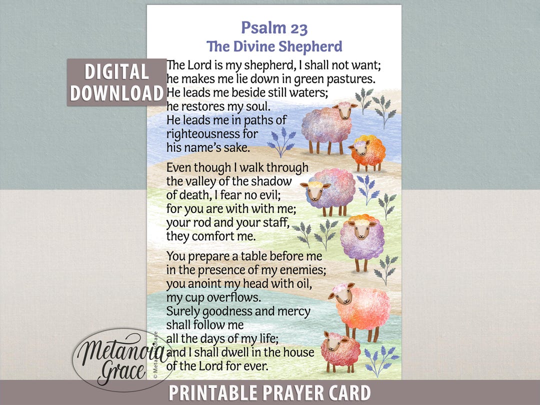 Psalm 23 Printable Prayer Card, the Lord is My Shepherd I Shall Not ...