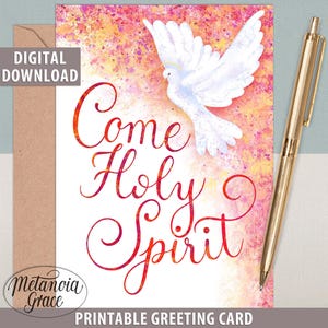 Konfirmationskarte, druckbare Notizkarte, Komm Heiliger Geist, Konfirmationsgeschenk, Pfingstkarte, Bei Deiner Konfirmation, digitaler Download Karte, pdf