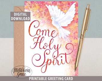 Confirmation Card, Printable Note Card Come Holy Spirit, Confirmation gift, Pentecost Card, On Your Confirmation, digital download card, pdf